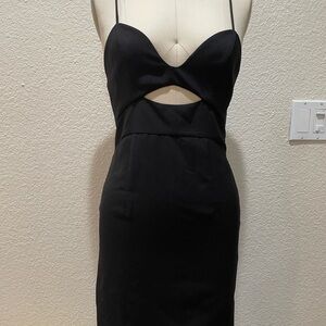 Aussie Brand Women’s Black Cutout Satin Midi Slip Dress